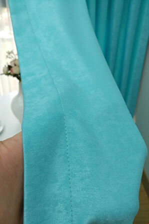 Fon Kumaş Perde Turkuaz Renk Kadifemsi Yumuşak Soft Kanat Yan Perde 1e 3 Dökümlü Pile