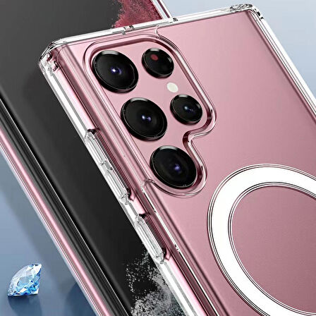 Gpack Samsung Galaxy S23 Ultra Kılıf Wireless Tacsafe Antishock Ultra Koruma Sert Kapak  Wiriless Şarj Aleti