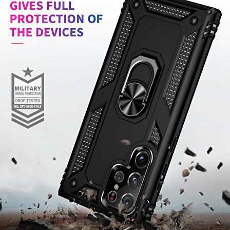 Gpack Samsung Galaxy S23 Ultra Kılıf Vega Sert Silikon Tank Standlı Yüzüklü Mıknatıslı