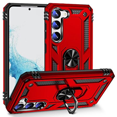 Gpack Samsung Galaxy S23 Plus Kılıf Vega Sert Silikon Tank Standlı Yüzüklü Mıknatıslı