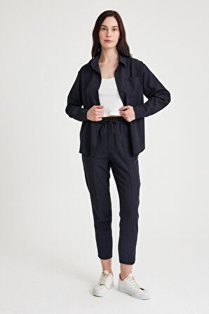 Barbora Keten Günlük İkili Takım Elbise Pantolon Gömlek Ln21siyahi1