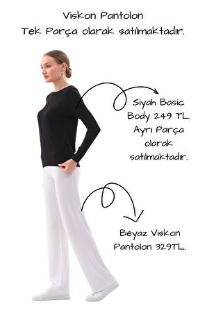 Extra Yumuşak Uzun Viskon Pantolon Home&Outdoor-Beyaz