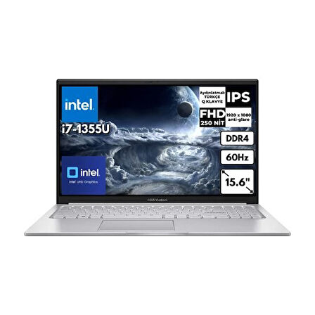 Asus Vivobook 15 Intel Core I7-1355U 16 GB 256 GB SSD 15.6" Fhd Freedos X1504VA-NJ412AR5