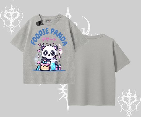 Oversize Tshirt Foodie Panda Tatlı ve Sevimli Panda Baskılı