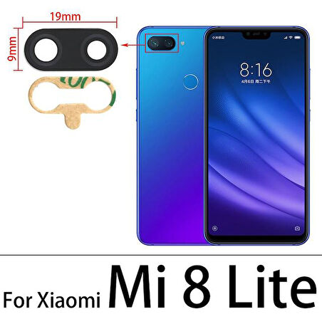 Tkgz Xiaomi Mİ8 LİTE Arka Kamera Camı Lens Yapışkanlı