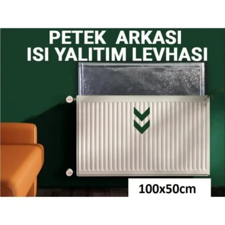 Petek Radyatör Arkası Folyo Plaka Kalorifer Arkalığı Alüminyum Isı Yalıtım Folyosu 100x50 Cm 1 Adet