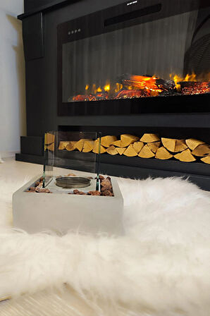 CopArt Quadrata Biyoetanol Masaüstü Şömine - 1 Lt Yakıt ve Dekoratif Taş Hediye