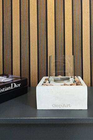 CopArt Quadrata Biyoetanol Masaüstü Şömine - 1 Lt Yakıt ve Dekoratif Taş Hediye