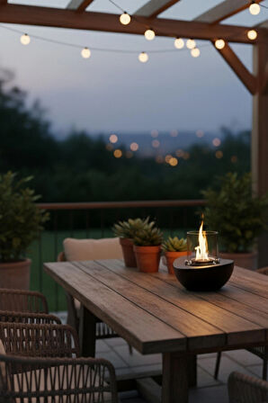 CopArt Meta Siyah Biyoetanol Masaüstü Şömine - 1 Lt CopArt Yakıt Hediye