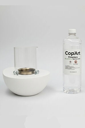 CopArt Meta Beyaz Biyoetanol Masaüstü Şömine - 1 Lt CopArt Yakıt Hediye