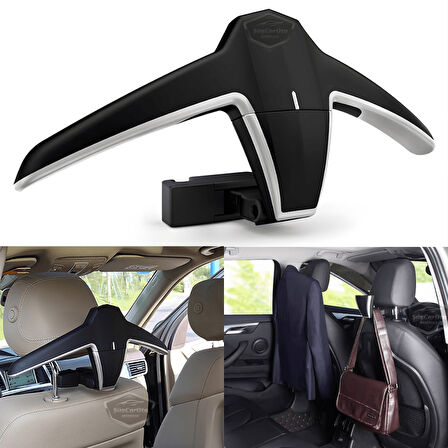 Oto Koltuk Arkası Elbise Askılığı Ceket Askısı Katlanabilir Siyah Araç İçi Askılık Kaydırmaz Yüzeyli Çanta Kıyafet Askısı Yüksek Kalite