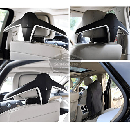 Oto Koltuk Arkası Elbise Askılığı Ceket Askısı Katlanabilir Siyah Araç İçi Askılık Kaydırmaz Yüzeyli Çanta Kıyafet Askısı Yüksek Kalite