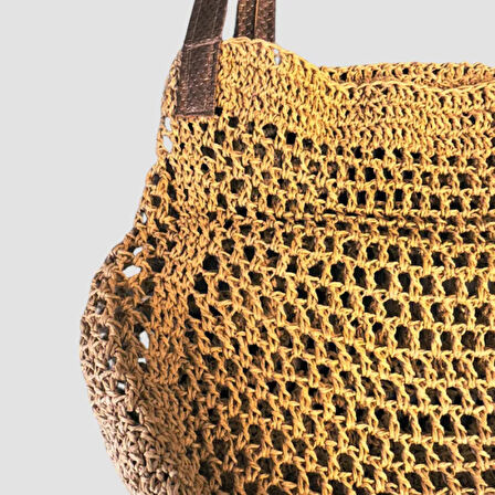 Uretti - Sefa 4419 El Yapımı Kağıt İp Kadın Omuz Çantası - Kahverengi