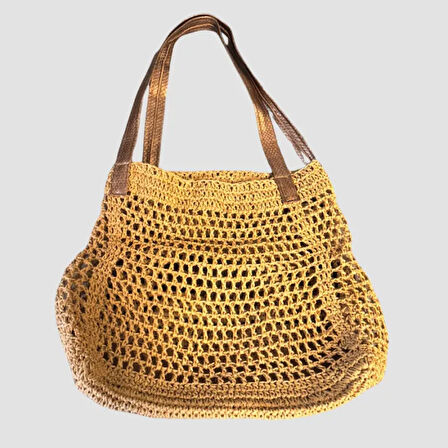 Uretti - Sefa 4419 El Yapımı Kağıt İp Kadın Omuz Çantası - Kahverengi