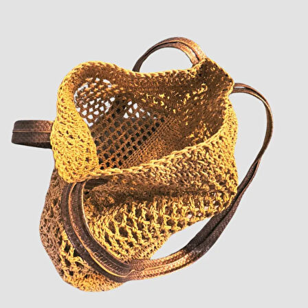 Uretti - Sefa 4419 El Yapımı Kağıt İp Kadın Omuz Çantası - Kahverengi