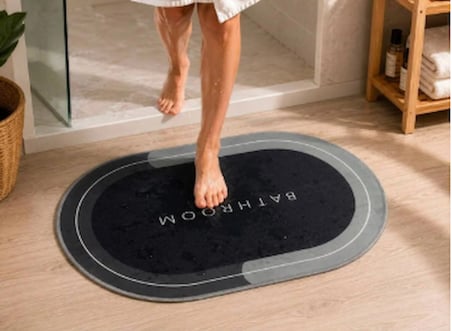 Çizgili Gri Oval Bathroom 