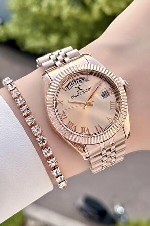 Daniel Klein DKISTE181 Rose Renk  Takvimli Kadın Kol Saati ve Bileklik