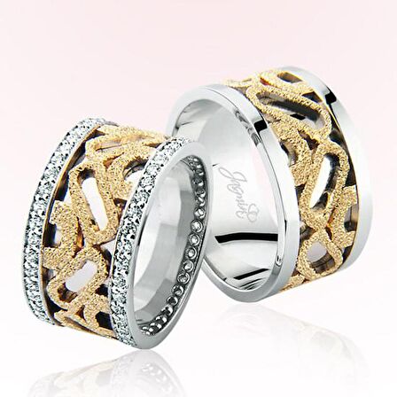 Desenli Taşlı Altın Alyans 1507-2