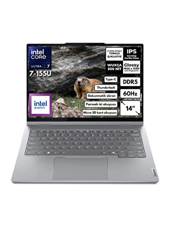 Lenovo ThinkBook 14 G4 Ultra 7 155U 24-GBDDR5 256 GB SSD  Intel Graphics 14" WUXGA Windows 11 Home İkisi Bir Arada Notebook 21MX002VTRAT31