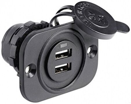Çiftli USB soket 12/24V 5V USB Çıkış Siyah