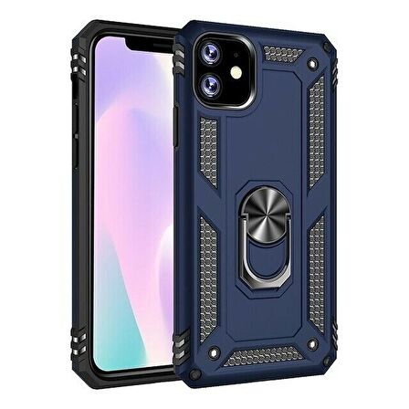 Smcase iPhone 11 Kılıf Vega Yüzüklü Standlı Kapak 