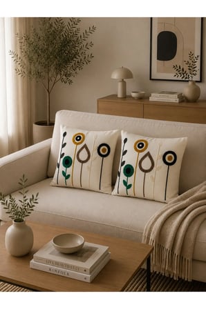 Punch Nakış İşlemeli 2'li Kırlent Kılıfı 40x40