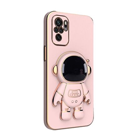 Gpack Xiaomi Redmi Note 10 Kılıf Kamera Korumalı Astronot Desenli Standlı Silikon