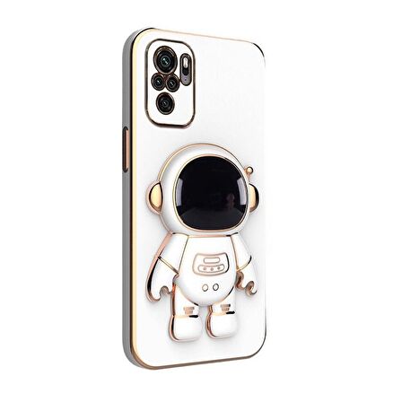Gpack Xiaomi Redmi Note 10 Kılıf Kamera Korumalı Astronot Desenli Standlı Silikon