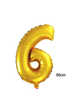 90cm 6 Rakamı Folyo Balon Altın