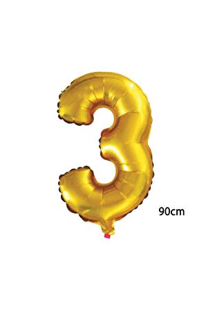 90cm 3 Rakamı Folyo Balon Altın