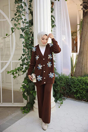 Sude Triko Hırka Pantolon Takım Tesettür Kadın Giyim ST2198