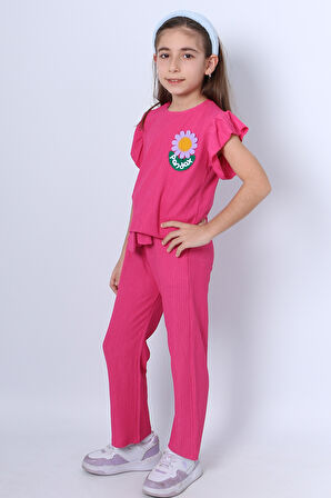 KIZ ÇOCUK İKİLİ TAKIM FIRFIRLI PAPATYA NAKIŞLI F11