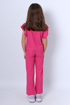 KIZ ÇOCUK İKİLİ TAKIM FIRFIRLI PAPATYA NAKIŞLI F11