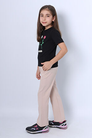 KIZ ÇOCUK İKİLİ TAKIM İSPANYOL PAÇA ÇİÇEK BASKILI D46