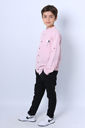 ERKEK ÇOCUK GÖMLEKLİ TAKIM HAKİM YAKA BASKILI DÜĞMELİ E2