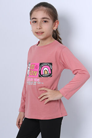KIZ ÇOCUK UZUN KOLLU TSHİRT 4 MEVSİM BİSİKLET YAKA COOL EDİTİON BASKILI D45