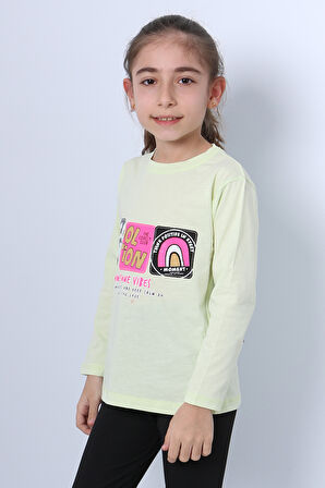 KIZ ÇOCUK UZUN KOLLU TSHİRT 4 MEVSİM BİSİKLET YAKA COOL EDİTİON BASKILI D45