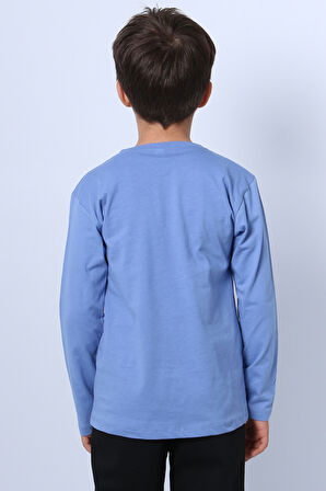 ERKEK ÇOCUK UZUN KOLLU TSHİRT STAY TRUE BASKILI 4 MEVSİM BİSİKLET YAKA E29