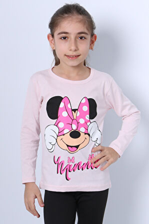 KIZ ÇOCUK UZUN KOLLU TSHİRT 4 MEVSİM BASKILI BİSİKLET YAKA C43