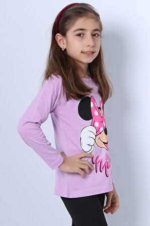 KIZ ÇOCUK UZUN KOLLU TSHİRT 4 MEVSİM BASKILI BİSİKLET YAKA C43