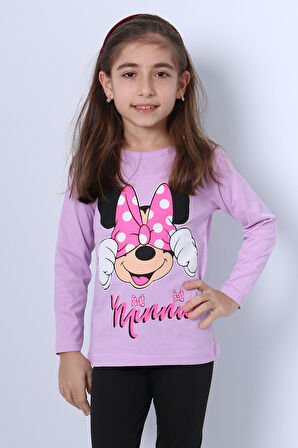 KIZ ÇOCUK UZUN KOLLU TSHİRT 4 MEVSİM BASKILI BİSİKLET YAKA C43