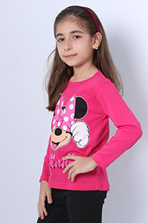 KIZ ÇOCUK UZUN KOLLU TSHİRT 4 MEVSİM BASKILI BİSİKLET YAKA C43