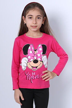 KIZ ÇOCUK UZUN KOLLU TSHİRT 4 MEVSİM BASKILI BİSİKLET YAKA C43