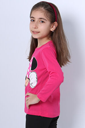 KIZ ÇOCUK UZUN KOLLU TSHİRT 4 MEVSİM BASKILI BİSİKLET YAKA C43