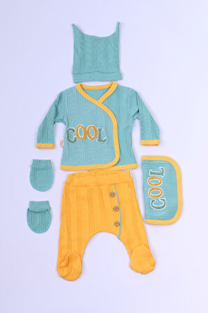 BEBEK 5`Lİ SET TAKIM BASKILI ŞAPKA ELDİVEN ÖNLÜKLÜ B73 HCM00157