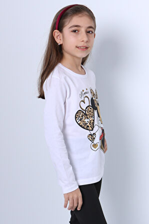 KIZ ÇOCUK UZUN KOL TSHİRT 4 MEVSİM BASKILI BİSİKLET YAKA D7