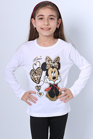 KIZ ÇOCUK UZUN KOL TSHİRT 4 MEVSİM BASKILI BİSİKLET YAKA D7