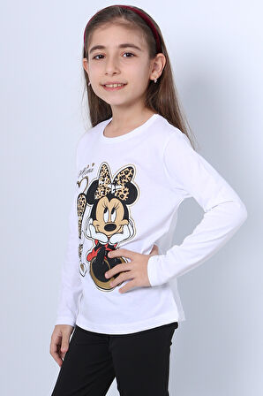 KIZ ÇOCUK UZUN KOL TSHİRT 4 MEVSİM BASKILI BİSİKLET YAKA D7