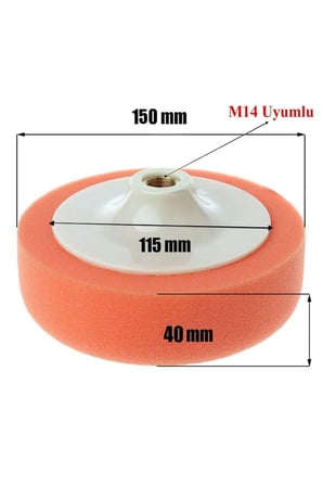 150 mm Oto Araç Araba Pasta Cila Polisaj Süngeri Zımpara Tabanlı Turuncu Parlatma Pedi M14