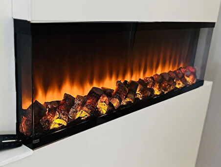 Elektrikli Dekoratif Yapay Şömine Bluetooht Sabit Çıtırtı 150X35X21 CM